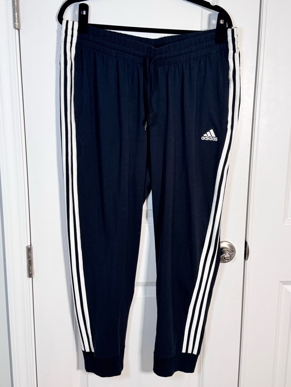 Adidas Essentials 3 Stripe Cuffed Jogger Pants 1X Black White Plus NWT Blokecore